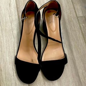 Black suede wedges